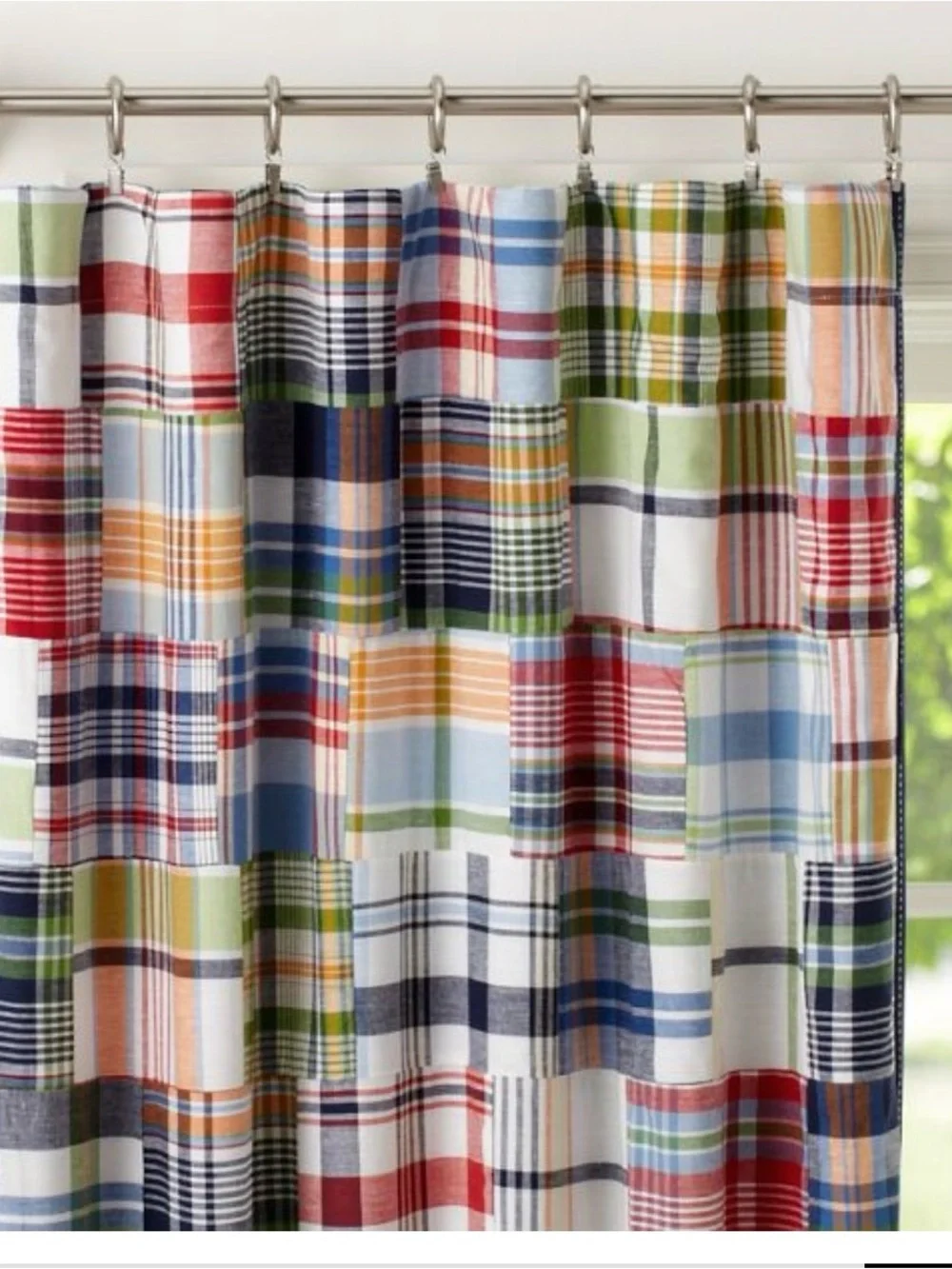 Pottery Barn Kids Plaid Patchwork Window Curtain Panels - Multicolor X4
